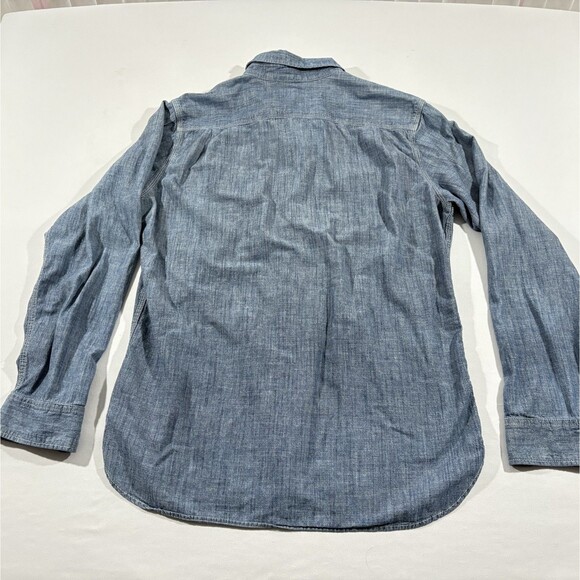 Obey Mens Blue Denim Cotton Long Sleeve Collared Button Shirt Pockets Sz XL - Picture 9 of 12